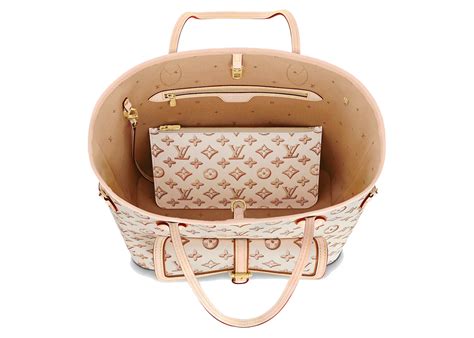 Louis Vuitton Neverfull Mm Monogram Beige In Coated Canvasleather With