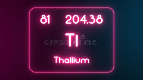 Modern Periodic Table Thallium Element Neon Text Illustration Stock