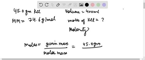 Solved G Of Kcl Mm G Mol Are Completely Dissolved In