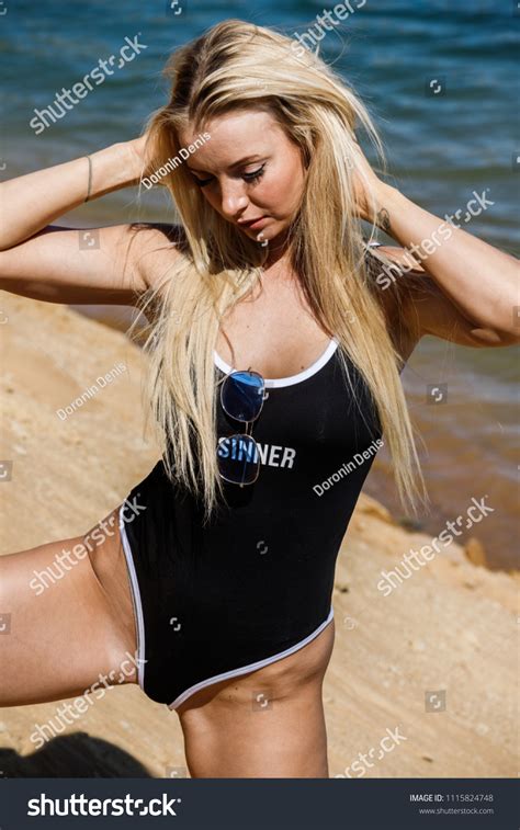 Beautiful Sexy Blonde Girl Swimsuit Posing Stock Photo Edit Now 1115824748