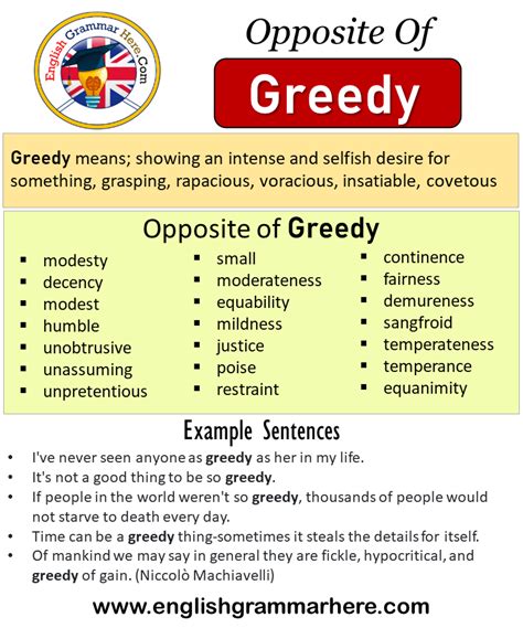 greedy antonyms  greedy meaning   sentences