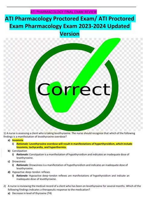 Ati Pharmacology Proctored Exam Practice 6
