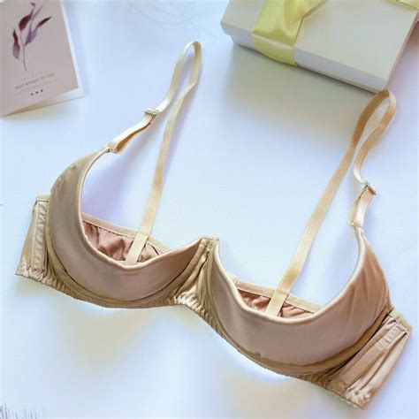 Elegant Shelf Satin Bra In Nude Open Bust Cupless Quarter Cup Beige Nude Cupless Bra Bra