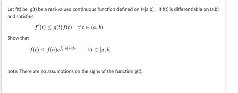 Solved Let F T Be G T Be A Real Valued Continuous Function Chegg