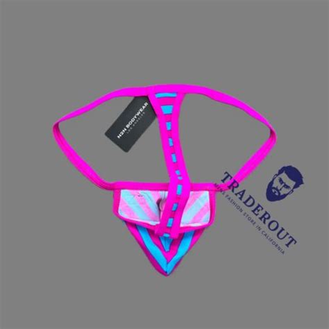 N2N Bodywear Men Pink Aqua Stripe Sexy Ass Swim G String Thong Swimwear Size M L EBay