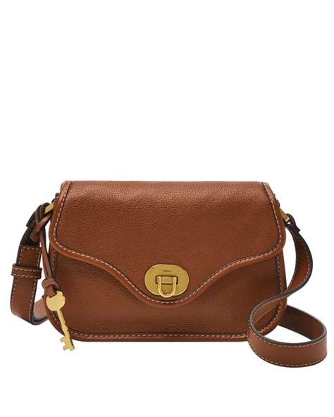 Fossil Heritage Mini Flap Crossbody In Brown Lyst