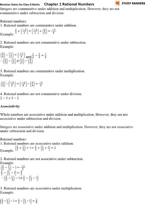 Cbse Revision Notes For Class 8 Chapter 1 Rational Numbers