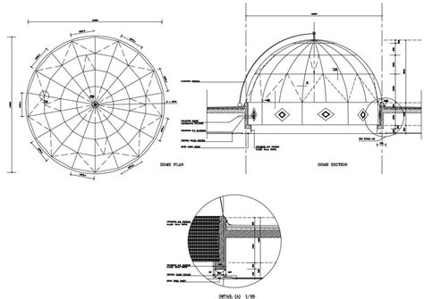 Dome AutoCAD Drawing 2d CAD Drawing Includes Top View Plan Section