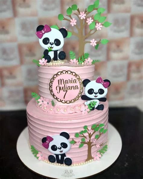 Descobrir Imagem Bolo Panda Rosa Quadrado Br Thptnganamst Edu Vn