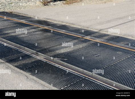 grade crossing  road  rail track stock photo alamy