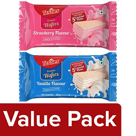 Buy Tasties 5 Layer Wafers Strawberry Vanilla 60 G Each Online At