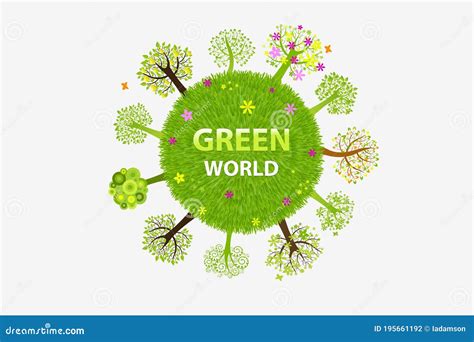 Green World stock vector. Illustration of botanical - 195661192