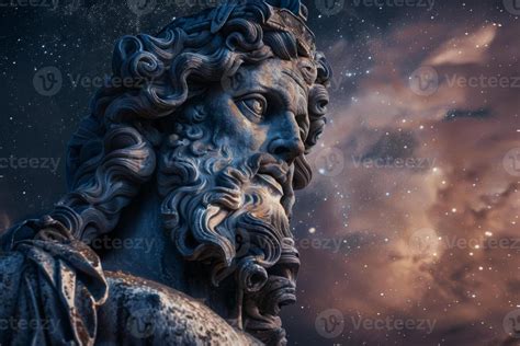 AI generated Jupiter statue under night sky exuding ancient Roman god ...