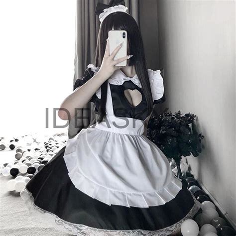 Japanese Sexy Sweet French Maid Costume Outfit Lingerie Dress Pettcoat Cute Lolita Women Anime