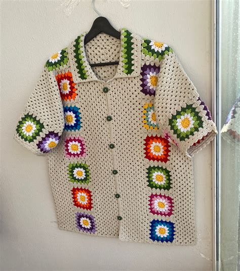 Merladesigns Unisex Shirt Summer Shirt Crochet Unisex Shirt Vintage