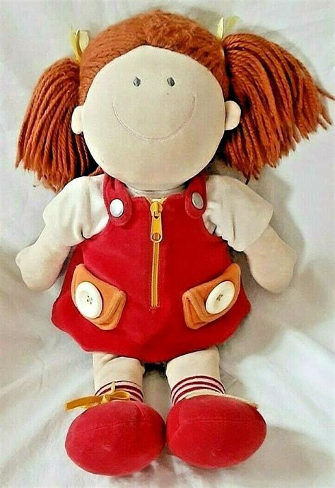 Russ Berrie Buttons Interactive Soft Plush Doll Brown Hair Learning Tie