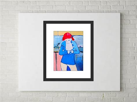 GIRL NUDE UNDRESSING REDHEAD Original Female Figurative Acrylic Painting Varnished Painting