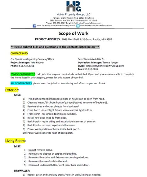 Plumbing Scope Of Work Template Web An Hvac Scope Of Work Template