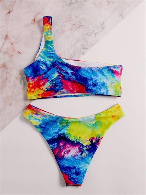 Starry Sky Print Tie Dye Sexy Triangle Bikini On Luulla