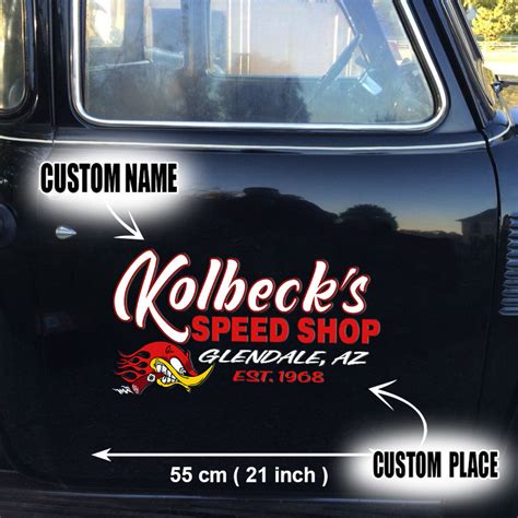 Personalized Speed Shop Hot Rod Vinyl Stickers Set Pcs Bluefink
