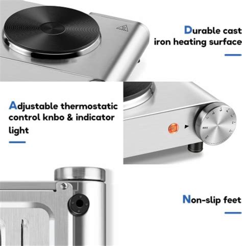 Cusimax W Portable Double Hot Plate Stainless Steel Countertop Cooktop Silver King Soopers