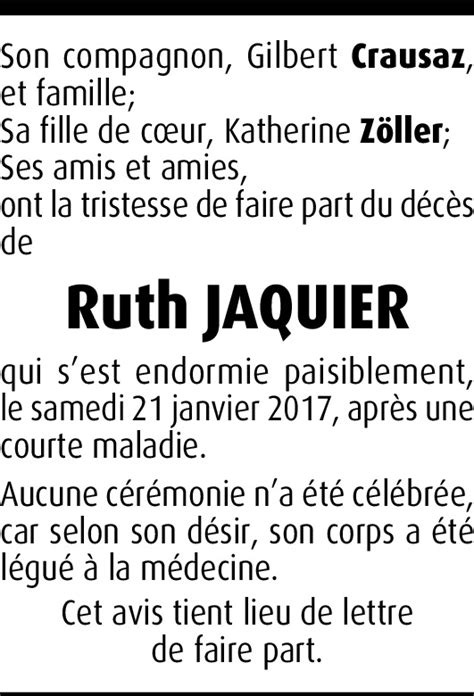 Ruth Jaquier Hommages