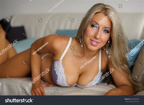 Sexy Blonde Girl Posing Lingerie Stock Photo 505805842 Shutterstock