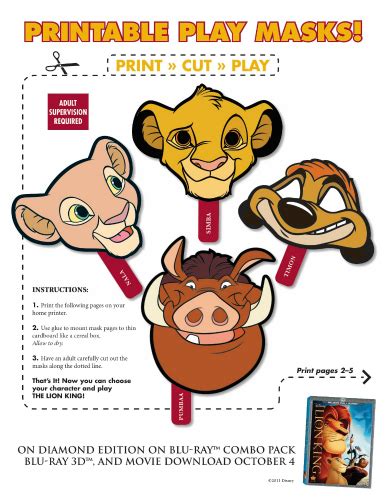 Lion King Simba, Nala, Timon & Pumba Printable Masks | Mama Likes This