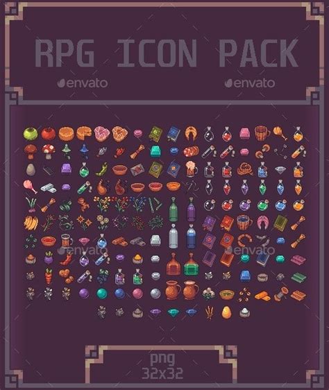 Rpg Icons Pack Icon Pack Pixel Art Design Rpg