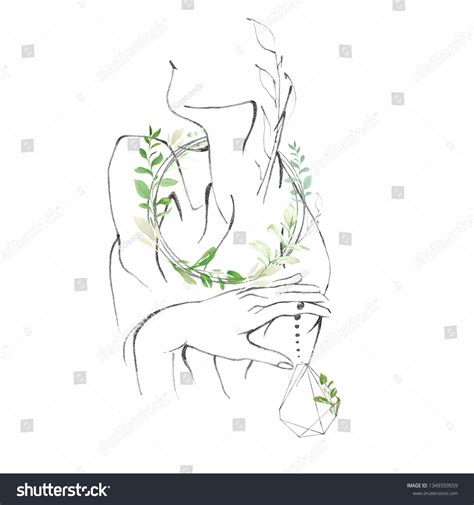 Hand Drawing Watercolor Slim Naked Woman Stock Illustration Shutterstock