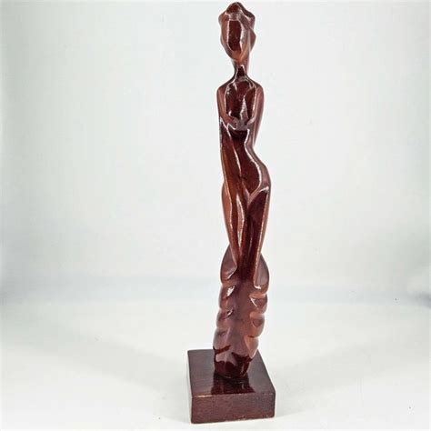 Artisan Accents Vintage Mid Century Modern Mcm Hand Carved Wood Sculpture Of Naked Lady