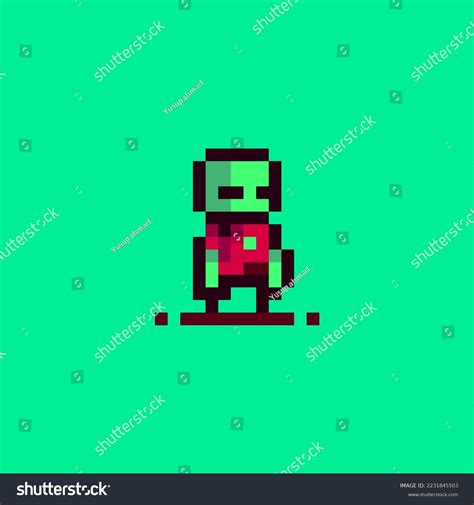 Vector Illustration Green Pixel Art Character Stock Vector (Royalty ...