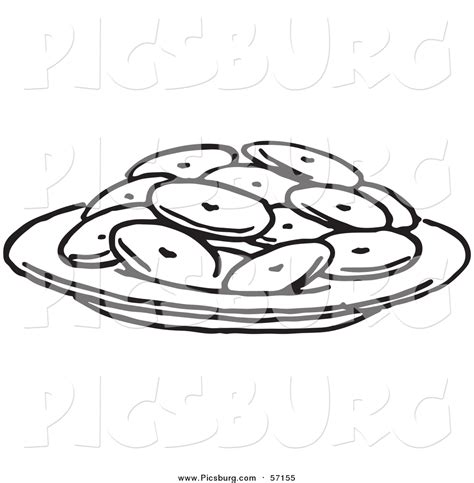 Vector Clip Art Of A Black And White Plate Of Cookies By Picsburg 57155