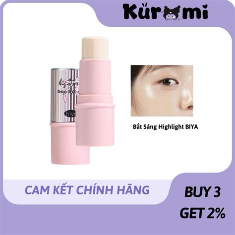 HOT DOUYIN Thỏi bắt sáng highlight BIYA BY dạng thỏi Hoạ tiết nơ hồng pastel cute Tạo hiệu