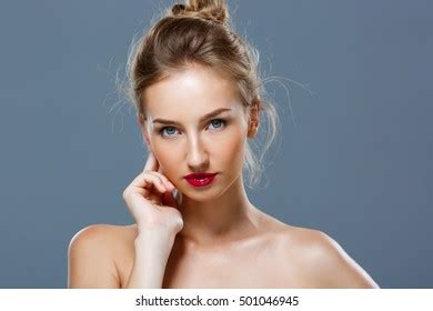 Beautiful Blonde Naked Girl Smiling Holding Stock Photo Shutterstock