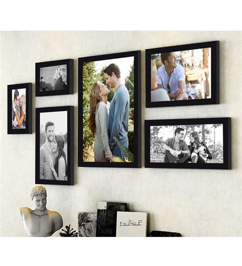 Buy Black Synthetic Wood Wall Photo Frame Set Of 6 By Art Street Online