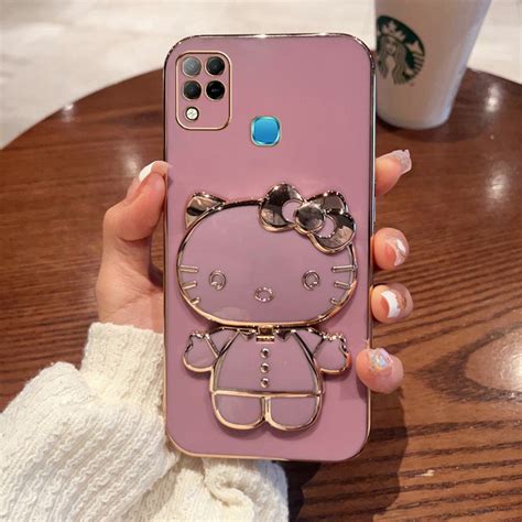 Caixa Capinha INFINIX Hot Play S S NFC T Cute Anime Cartoon Vanity Mirror Hello