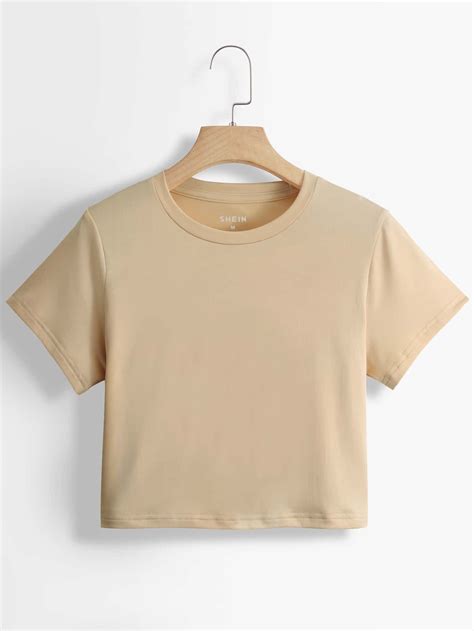 Solid Short Sleeve Crop Tee For Men