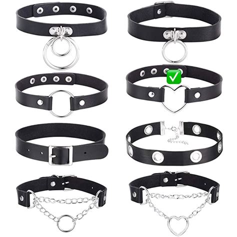 Leather Chocker Heart Black In Leather Choker Collars Leather