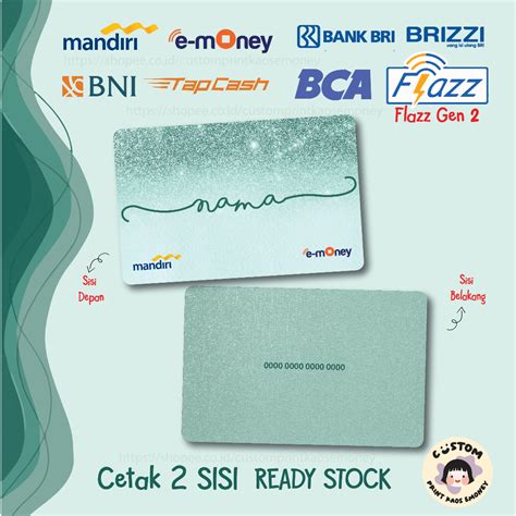 Jual Kartu E Money E Toll Custom Nama Glitter Tosca White Putih Mandiri