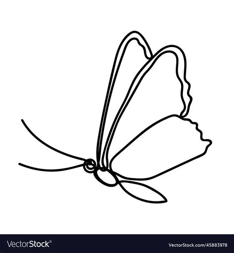 Single continuous line drawing of flying butterfly