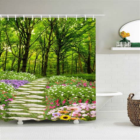3d Nature Landscape Printing Bathroom Waterproof Shower Curtain ...
