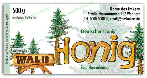 Bienendruckerei Honigglas Etikett Motiv 034