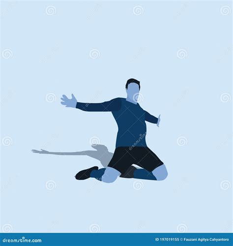 Kneel On The Field Celebration Set Soccer Goal Celebration Cartoon