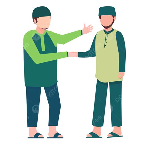 pria memberi salam  muslim lainnya  idul fitri vektor muslim