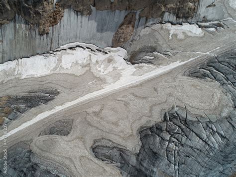 The Marmolada Glacier In Summer Aerial View Of The Last And The Only