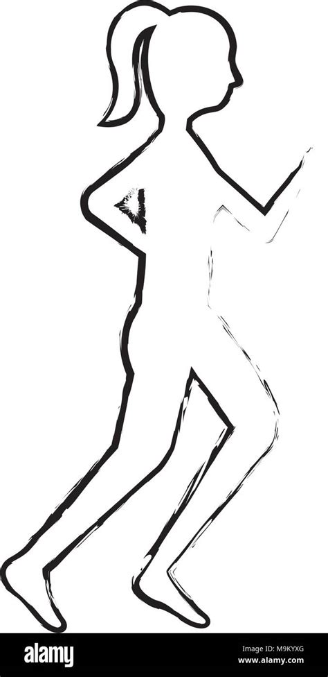 Woman Runner Sprinter Silhouette Illustration Stock Vektorgrafiken