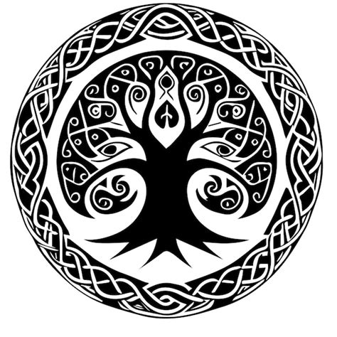 Premium Vector Irish Celtic Tree Of Life Black Vector Ornament