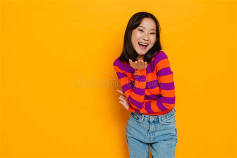 Asian Brunette Woman Smiling And Gesturing At Camera Stock Photo Image Of Asian Look 292132180
