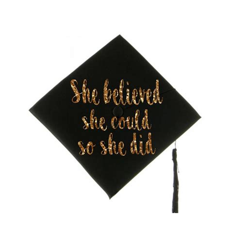 Glitter Graduation Cap Quote Graduation Cap Decoration She Etsy